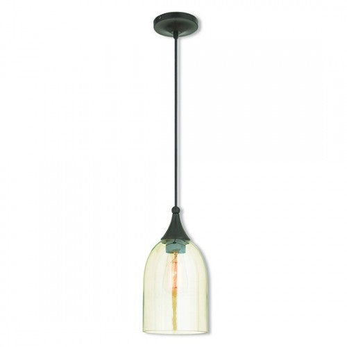 Livex Lighting Art Glass Mini Pendant 1 Light English Bronze Mini Pendant