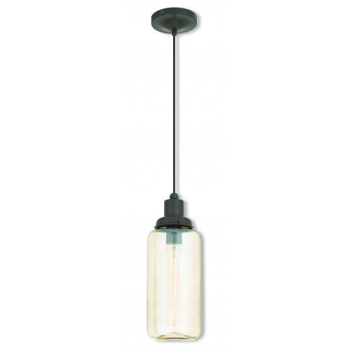 Livex Lighting Art Glass Mini Pendant 1 Light English Bronze Mini Pendant