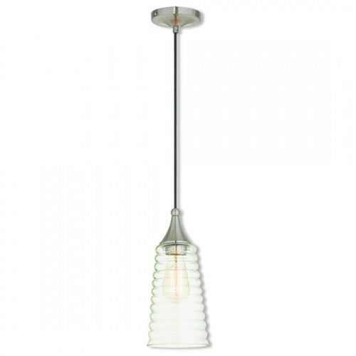 Livex Lighting Art Glass Mini Pendant 1 Light Brushed Nickel Mini Pendant
