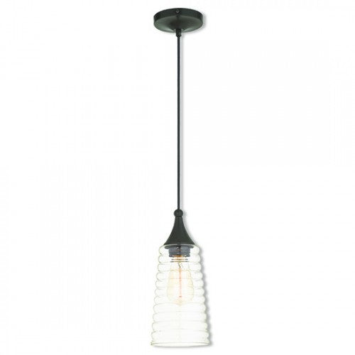 Livex Lighting Art Glass Mini Pendant 1 Light English Bronze Mini Pendant