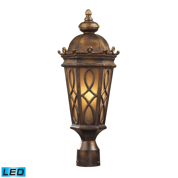 Burlington Junction 2 Light Outdoor LED Post Light In Hazlenut Bronze And Amber Scavo Glass