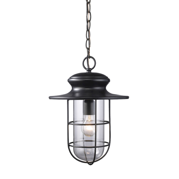 Portside 1 Light Outdoor Pendant In Matte Black
