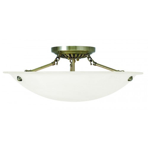 Livex Lighting Oasis 3 Light Antique Brass Ceiling Mount