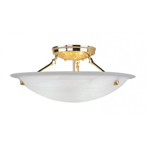 Livex Lighting Oasis 3 Light Polished Brass Ceiling Mount