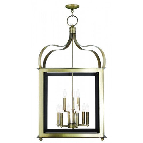 Livex Lighting Garfield 6 Light + 3 Light Antique Brass Lantern