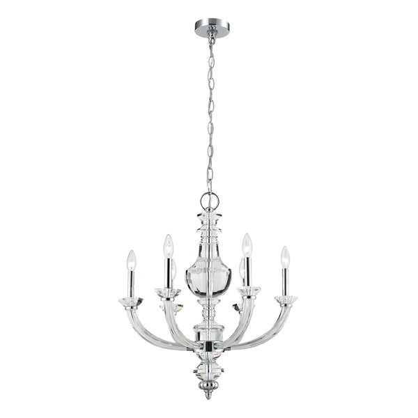 Donaldson 6 Light Chandelier In Polished Chrome And Clear Crystal