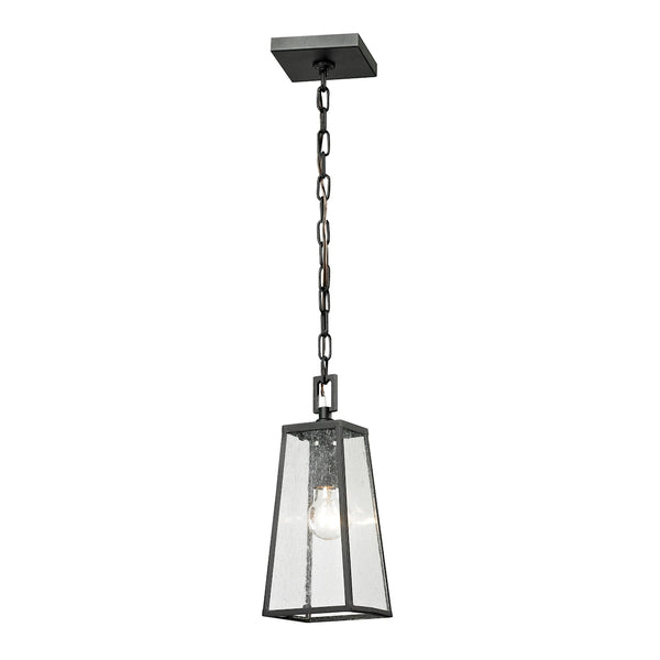 Meditterano 1 Light Outdoor Pendant In Textured Matte Black