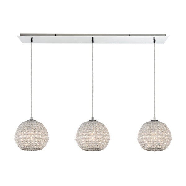 Crystal Ring 3 Light Pendant In Polished Chrome