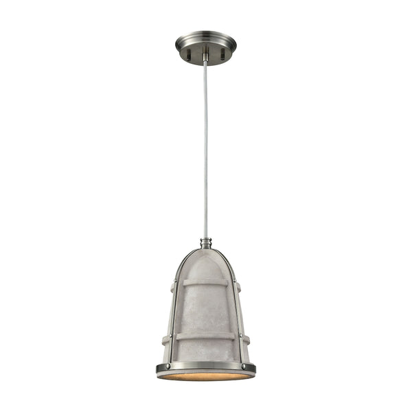 Urban Form 1 Light Concrete Pendant With Black Nickel Accents - Includes Recessed Lighting Kit