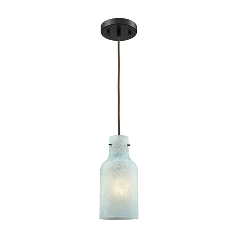 Weatherly 1 Light Pendant In Oil Rubbed Bronze With Chalky Seafoam Glass - Includes Recessed Lighting Kit