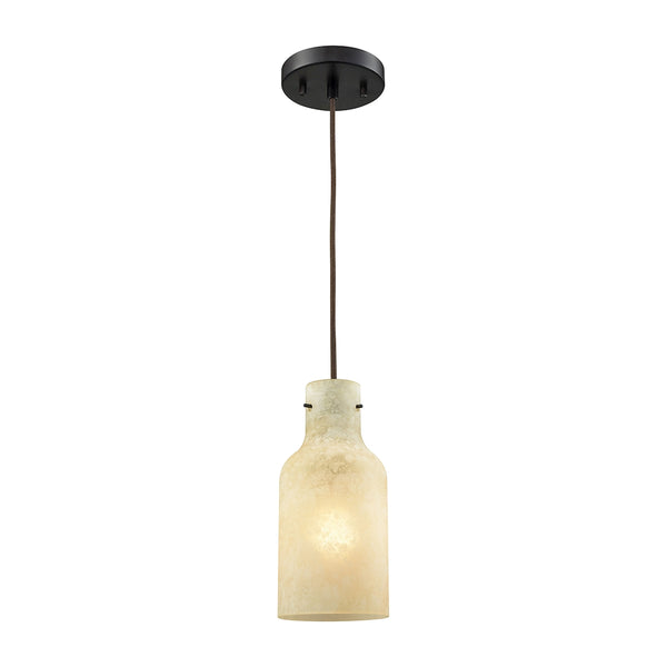 Weatherly 1 Light Pendant In Oil Rubbed Bronze With Chalky Beige Glass - Includes Recessed Lighting Kit