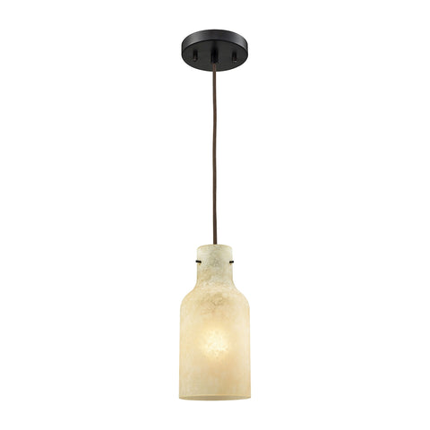 Weatherly 1 Light Pendant In Oil Rubbed Bronze With Chalky Beige Glass