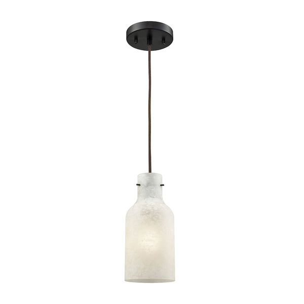 Weatherly 1 Light Pendant In Oil Rubbed Bronze With Chalky White Glass - Includes Recessed Lighting Kit