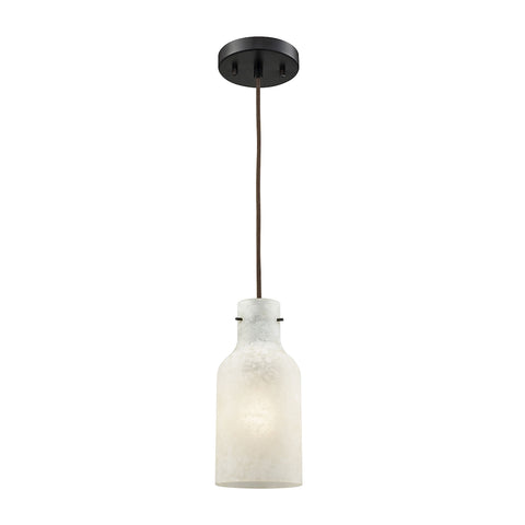 Weatherly 1 Light Pendant In Oil Rubbed Bronze With Chalky White Glass - Includes Recessed Lighting Kit