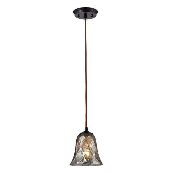 Darien 1 Light Pendant In Oiled Bronze And Mercury Glass