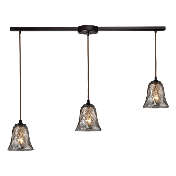 Darien 3 Light Pendant In Oiled Bronze And Mercury Glass