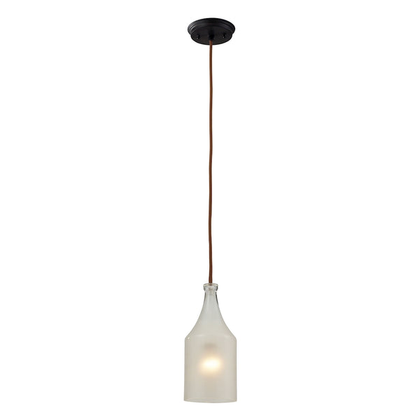Skylar 1 Light Pendant In Oiled Bronze And Frosted Glass