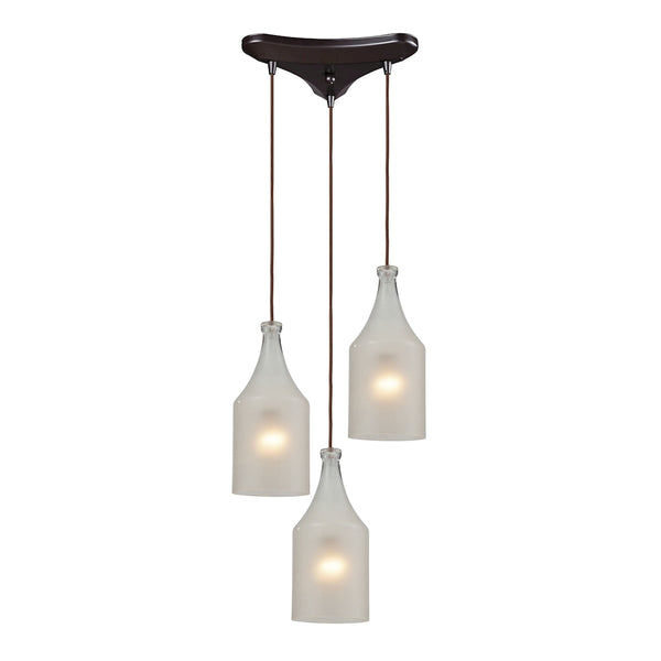 Skylar 3 Light Pendant In Oiled Bronze And Frosted Glass