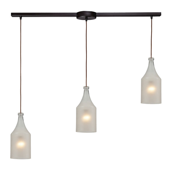 Skylar 3 Light Pendant In Oiled Bronze And Frosted Glass