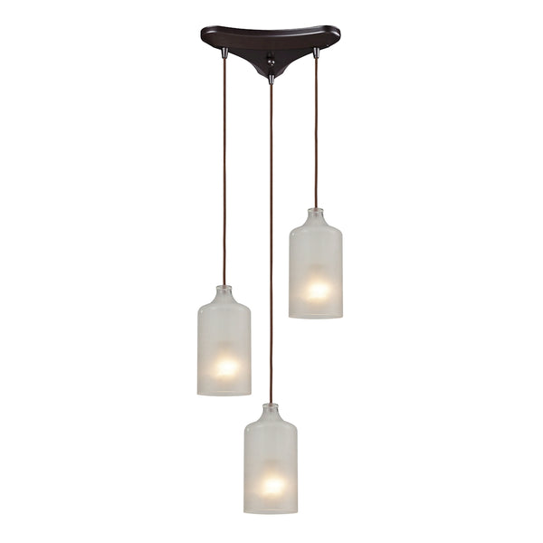 Skylar 3 Light Pendant In Oiled Bronze And Frosted Glass