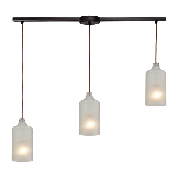 Skylar 3 Light Pendant In Oiled Bronze And Frosted Glass