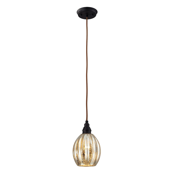 Danica 1 Light Pendant In Oiled Bronze And Mercury Glass