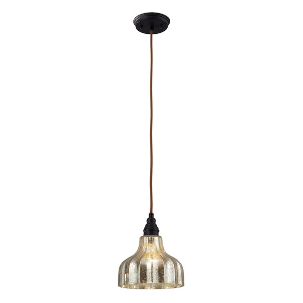 Danica 1 Light Pendant In Oiled Bronze And Mercury Glass