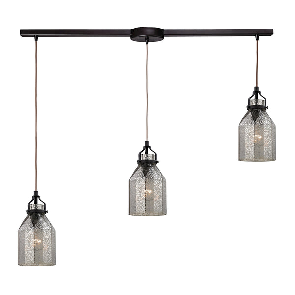 Danica 3 Light Pendant In Oil Rubbed Bronze And Mercury Glass