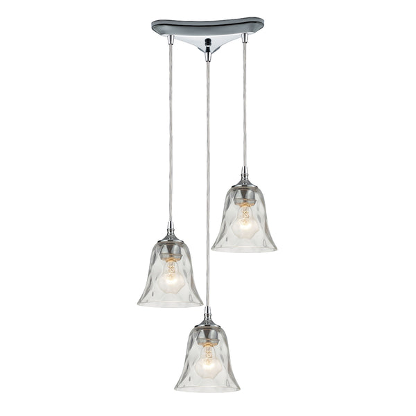 Darien 3 Light Pendant In Polished Chrome And Clear Glass