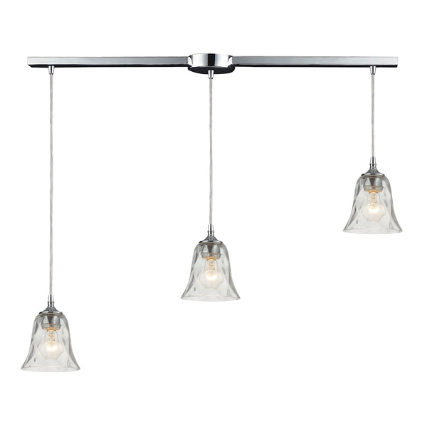 Darien 3 Light Pendant In Polished Chrome And Clear Glass