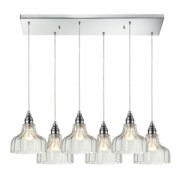 Danica 6 Light Pendant In Polished Chrome And Clear Glass
