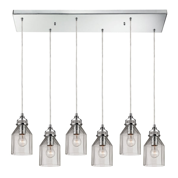 Danica 6 Light Pendant In Polished Chrome And Clear Glass