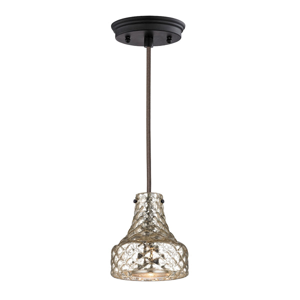 Danica 1 Light Pendant In Oil Rubbed Bronze And Mercury Glass