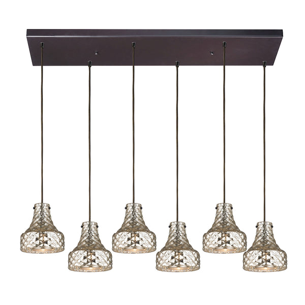 Danica 6 Light Pendant In Oil Rubbed Bronze And Mercury Glass