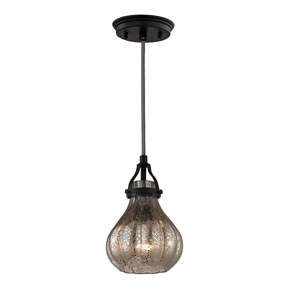Danica 1 Light Pendant In Oil Rubbed Bronze And Mercury Glass