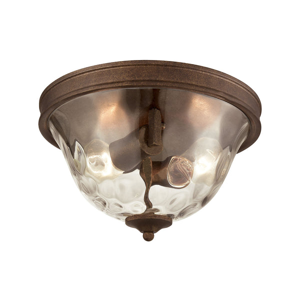 Cheltham 2 Light Flush In Mocha With Clear Water Glass