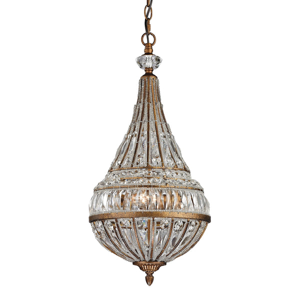 Empire 3 Light Pendant In Mocha And Clear Crystal