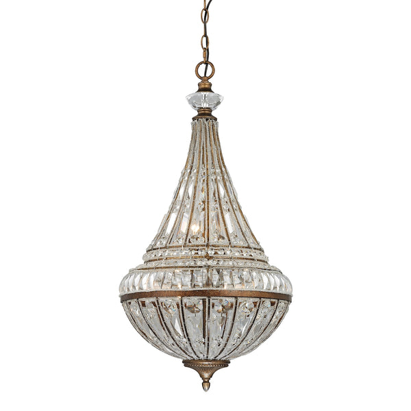 Empire 6 Light Pendant In Mocha And Clear Crystal