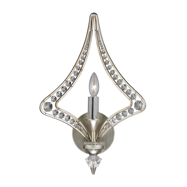 Ventoux 1 Light Sconce In Satin Silver And Clear Crystal