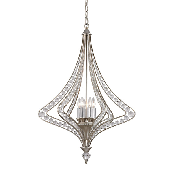 Ventoux 6 Light Chandelier In Satin Silver And Clear Crystal