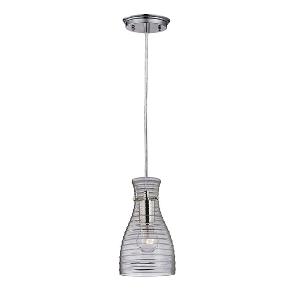Strata 1 Light Mini Pendant In Polished Chrome And Clear Glass