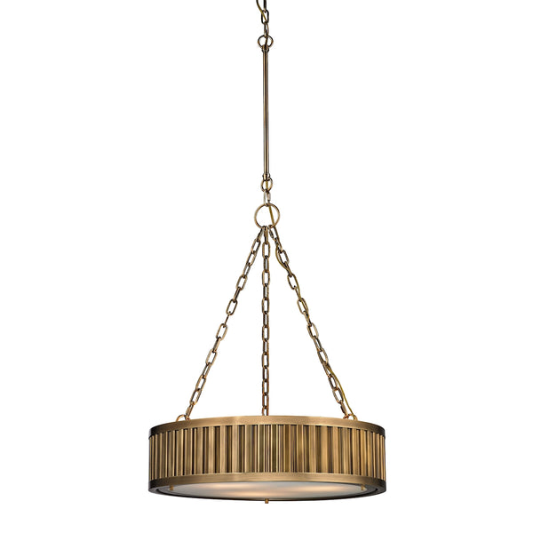 Linden Manor 3 Light Pendant In Aged Brass