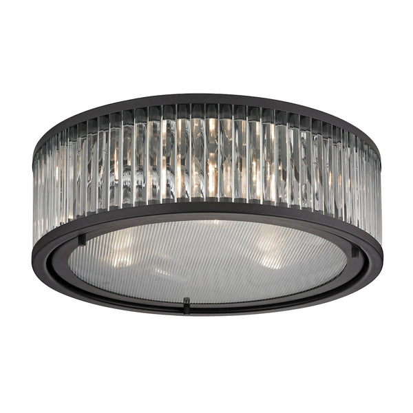 Linden Manor 3 Light Flushmount In Crystal And Oil Rubbed Bronze