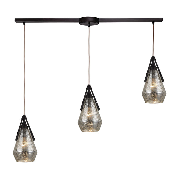 Duncan 3 Light Pendant In Oil Rubbed Bronze And Antique Mercury Glass