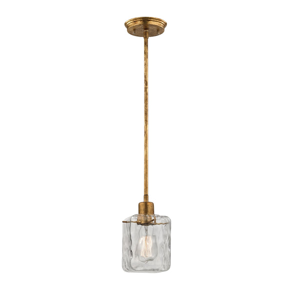 Watercube 1 Light Pendant In Antique Gold Leaf