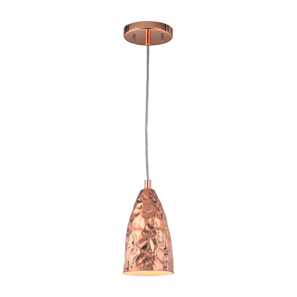 Hammersmith 1 Light Pendant In Hammered Polished Copper