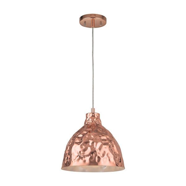 Hammersmith 1 Light Pendant In Hammered Polished Copper