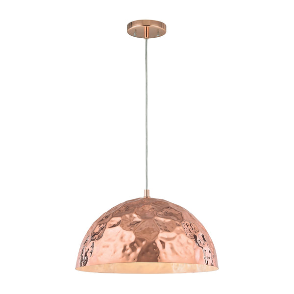 Hammersmith 1 Light Pendant In Hammered Polished Copper