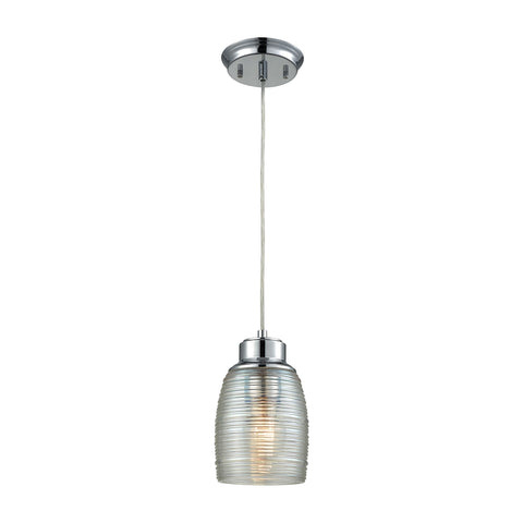 Muncie 1 Light Pendant In Polished Chrome With Clear Spun Glass