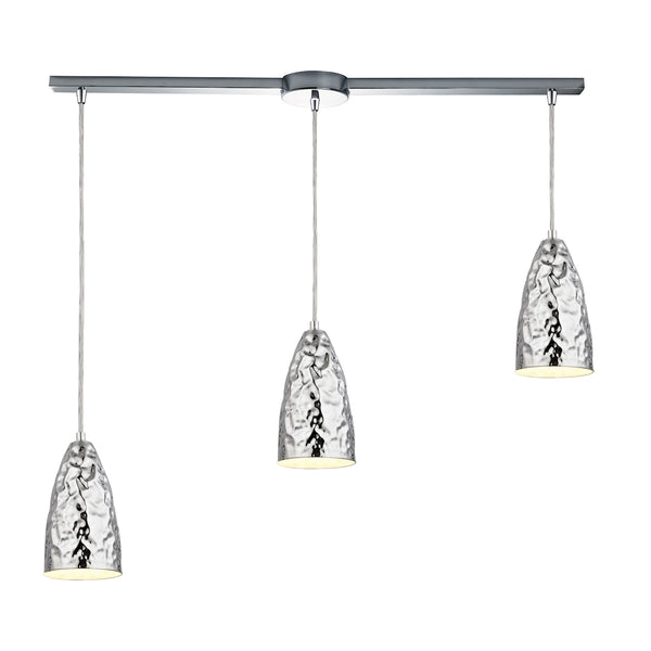 Hammersmith 3 Light Pendant In Hammered Polished Chrome